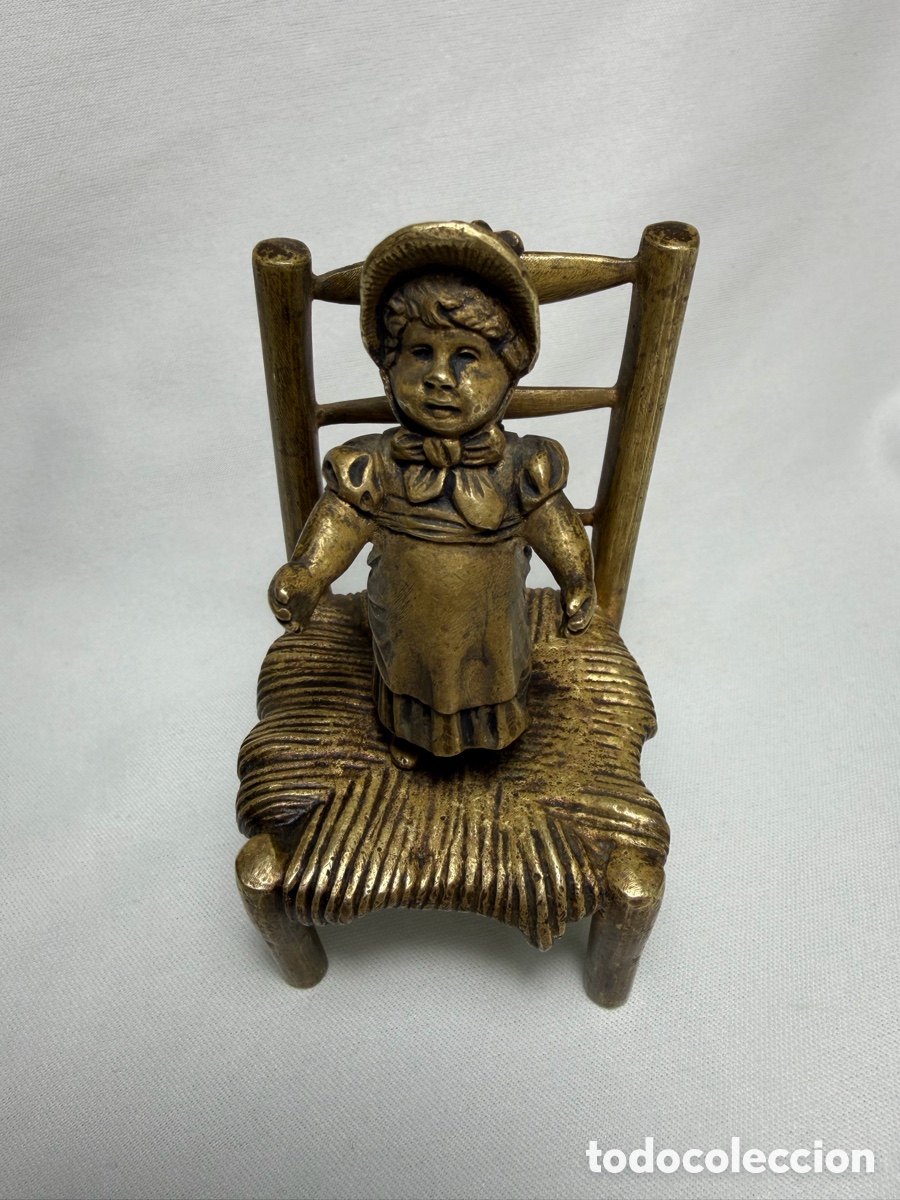 Art: Figura miniatura ni&ntilde;a bronce de Viena. Siglo XIX