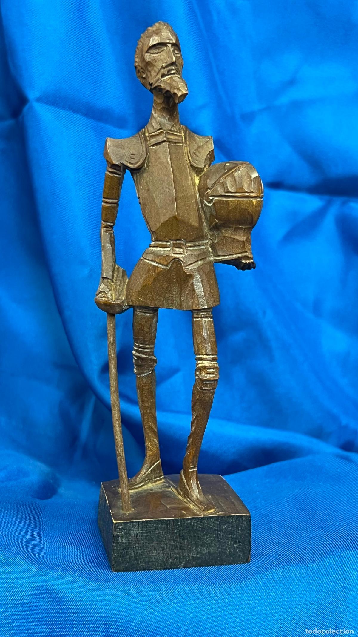 Arte: ANTIGUA ESCULTURA DE DON QUIJOTE DE LA MANCHA EN MADERA TALLADA - FIGURA EXENTA DE ARTESAN&Iacute;A CL&Aacute;SICA