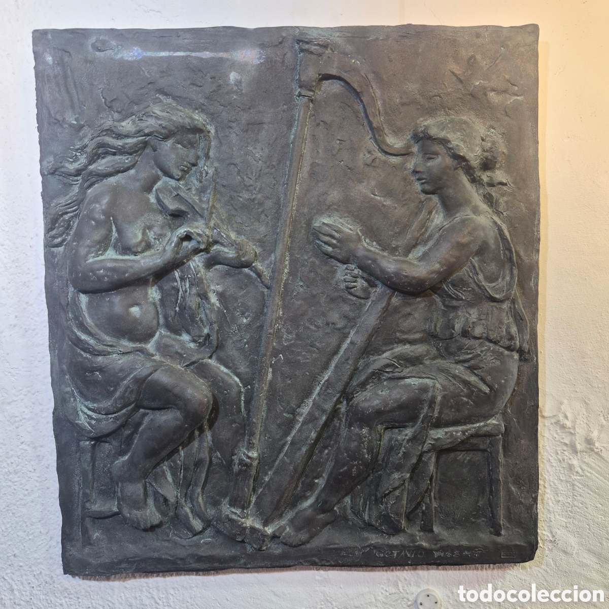 Arte: Relieve en Bronce escultor valenciano Octavio Vicent (Valencia 1913-1999) Serie alegorias musicales