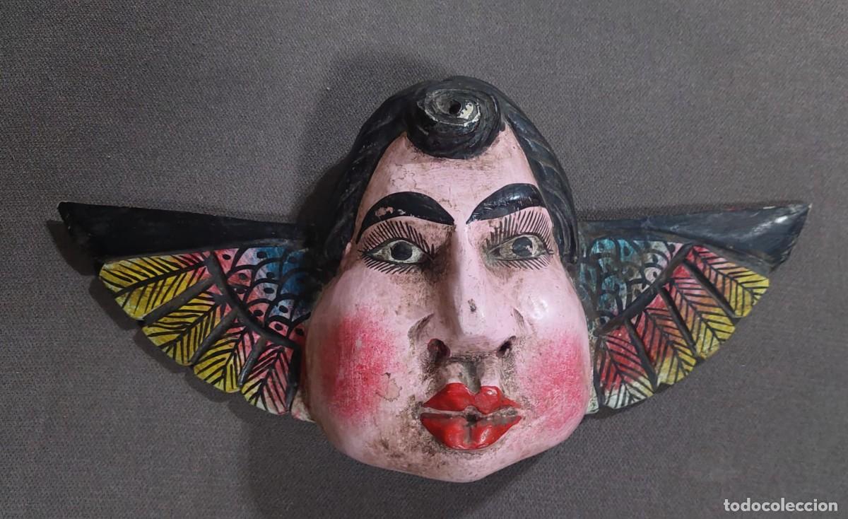Arte: Talla Madera Vieja Angel soplon Policromada Mexico Consultar Stock (Usado)