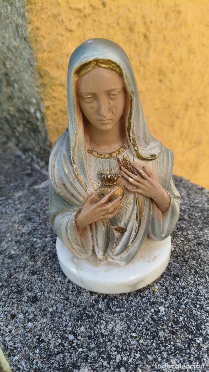 Arte: Sculpture pl&acirc;tre et marbre coeur immacul&eacute;e de marie