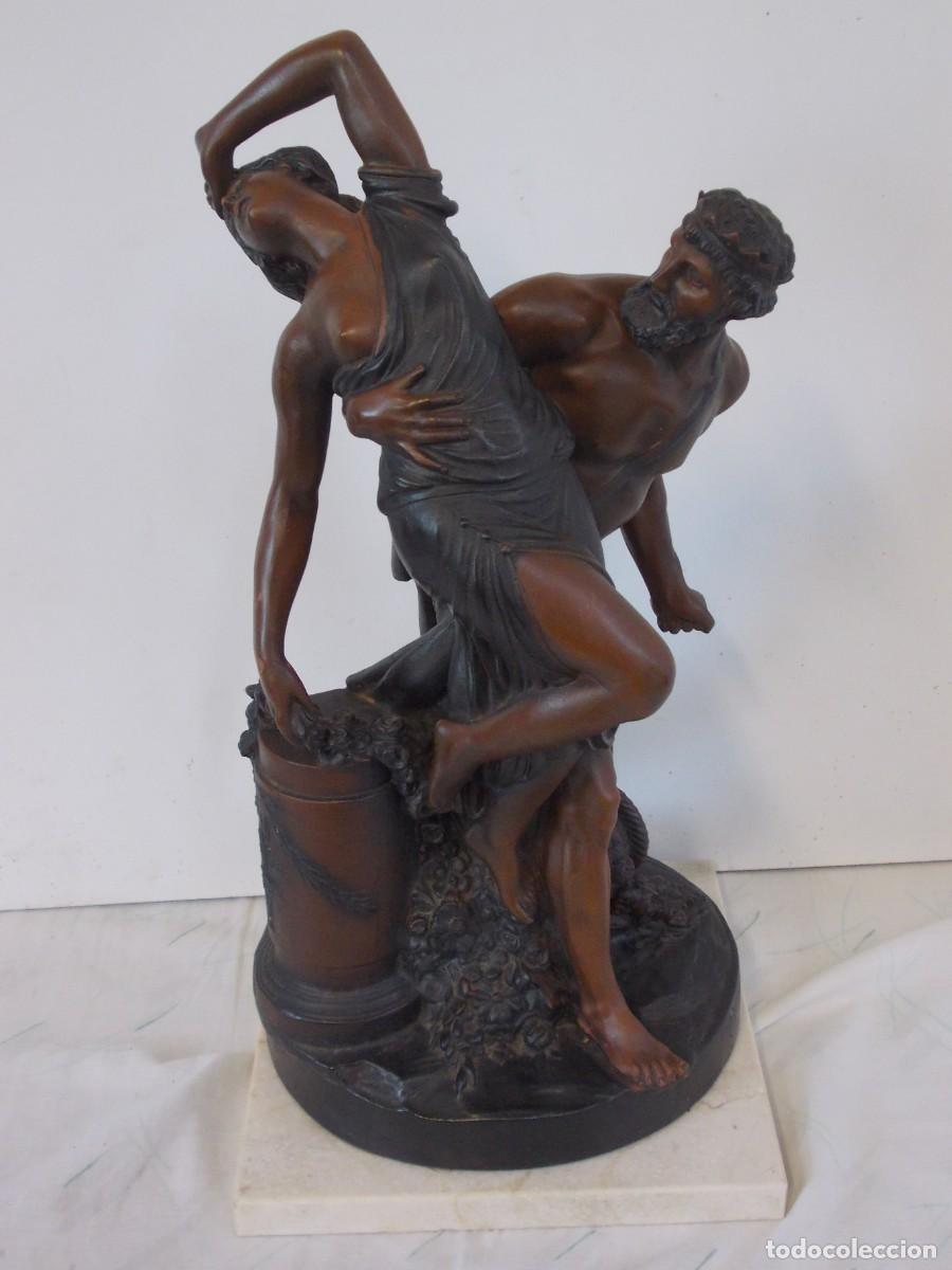 Arte: EL RAPTO DE PERSEFONE POR HADES IMPRESIONANTE ESCULTURA DE TERRACOTA Y BASE MARMOL 47CM