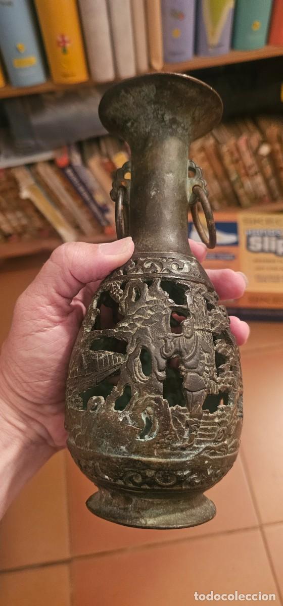 Arte: Precioso jarr&oacute;n bronce oriental muy trabajado