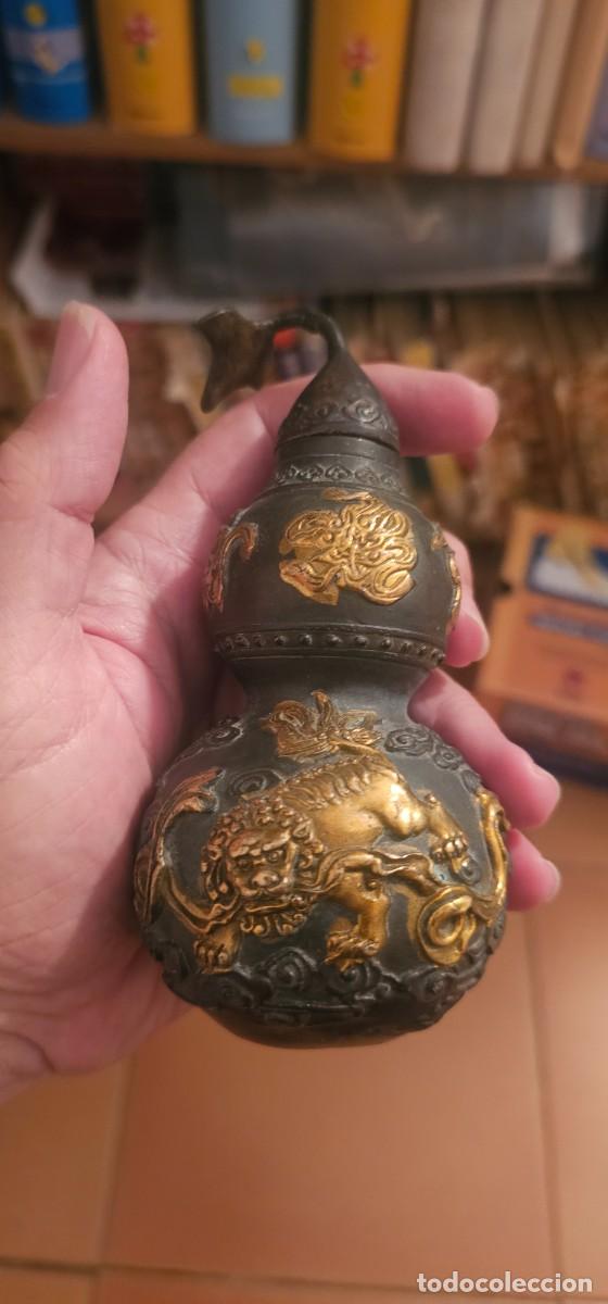 Arte: Muy especial jarr&oacute;n chino antiguo bronce y bronce dorado
