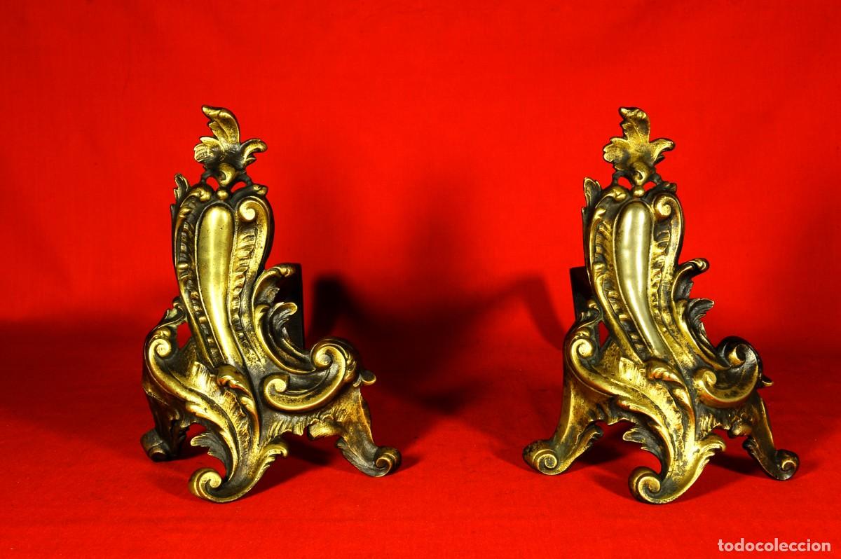 Arte: Pareja de Morillos Franceses Napole&oacute;n III en bronce-estilo Luis XV Rococ&oacute;-siglo XIX