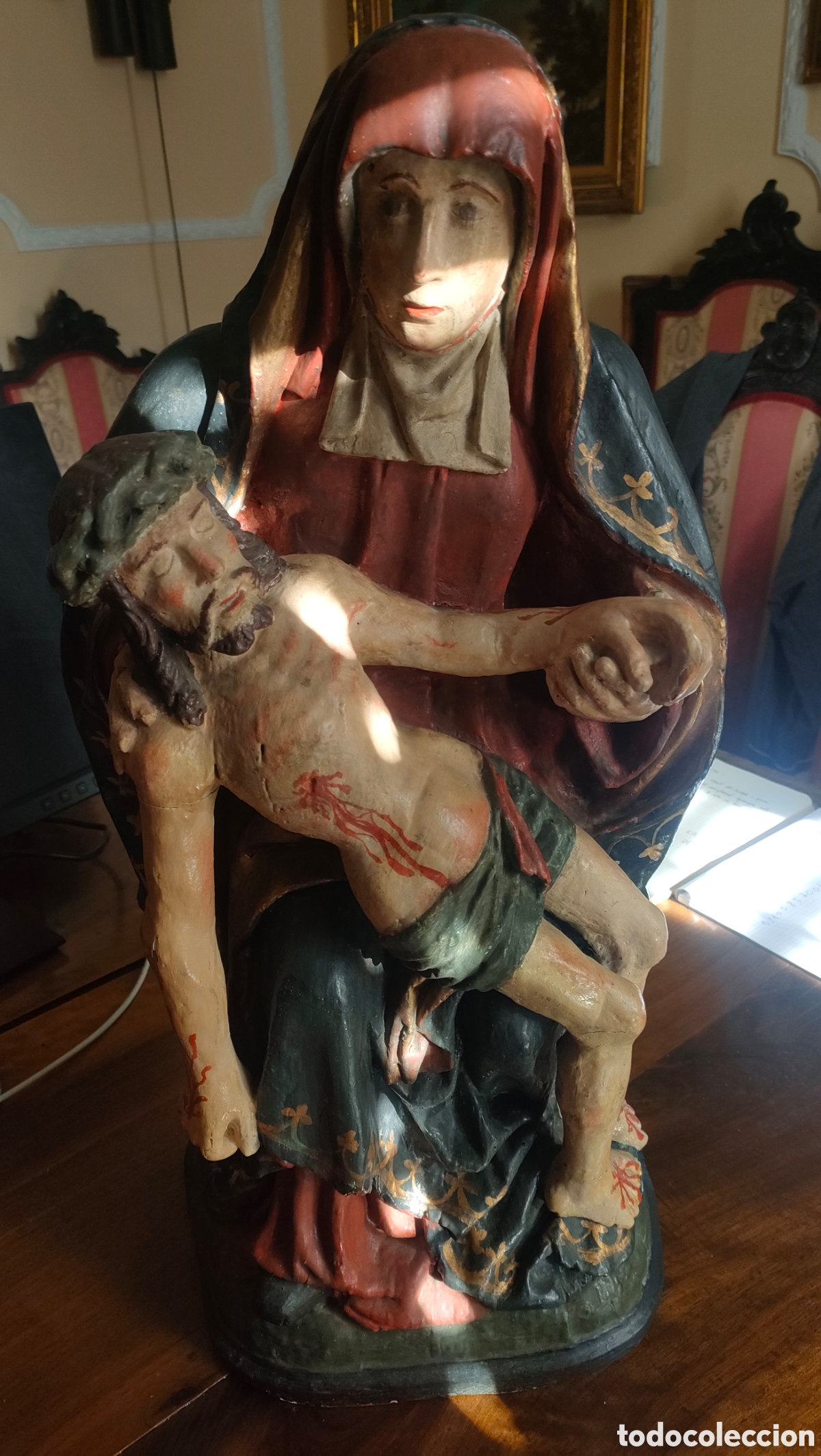 Arte: ESCULTURA POLICROMAFA PIEDAD SIGLO XIX.