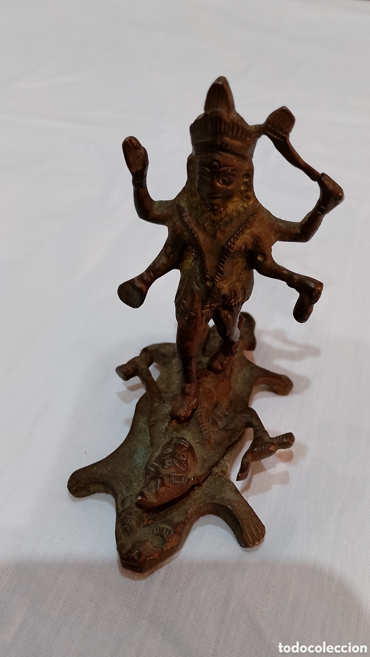 Arte: Antigua y rara figura de bronce de dioses hind&uacute;s