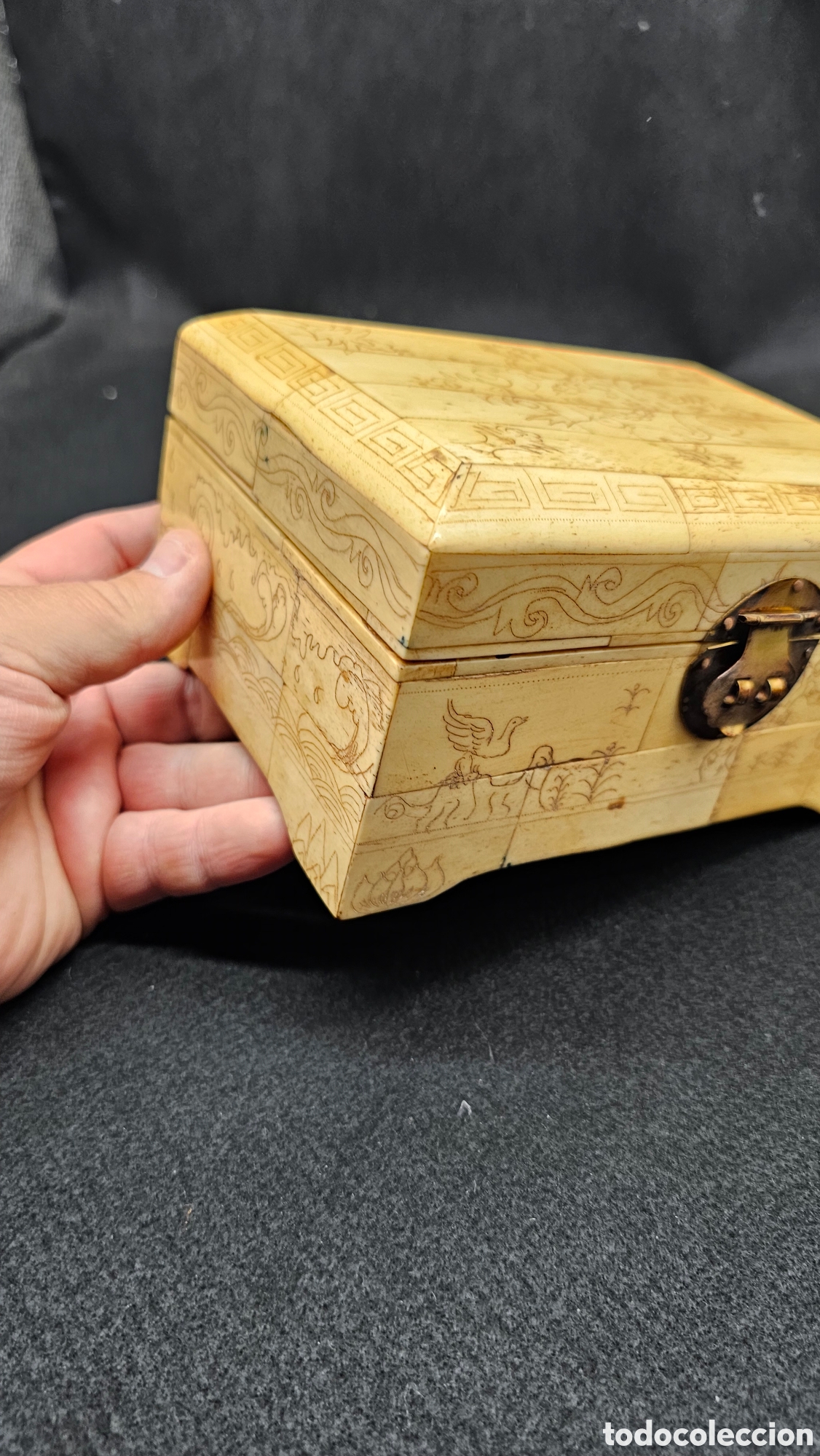 Arte: Preciosa caja de hueso d&eacute;cada de los 90