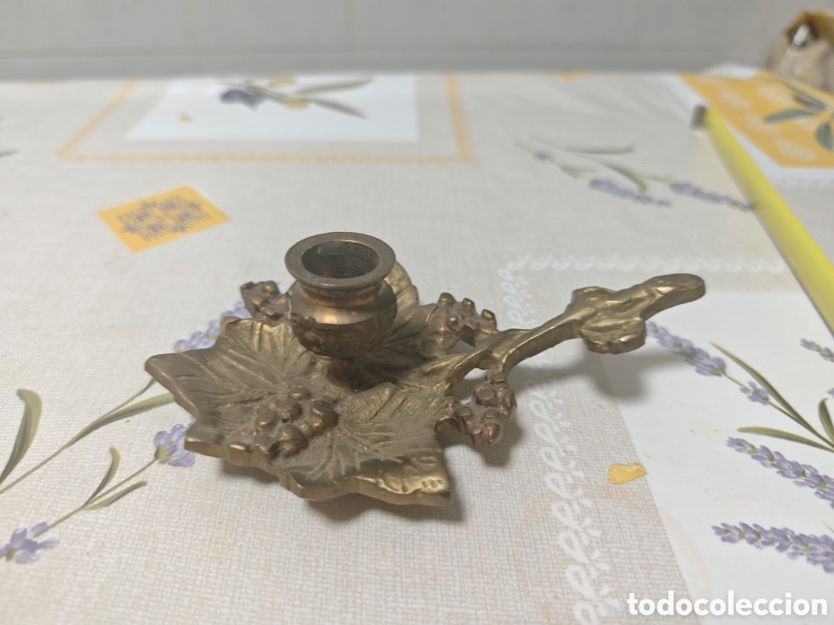 Arte: Bonito porta velas en bronce