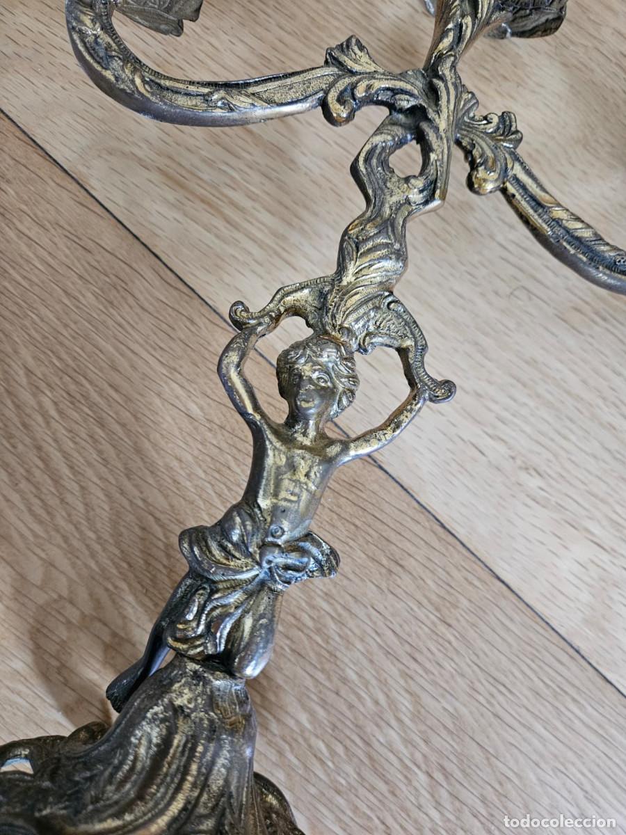 Arte: Reloj y pareja de candelabros de bronce - Foto 8