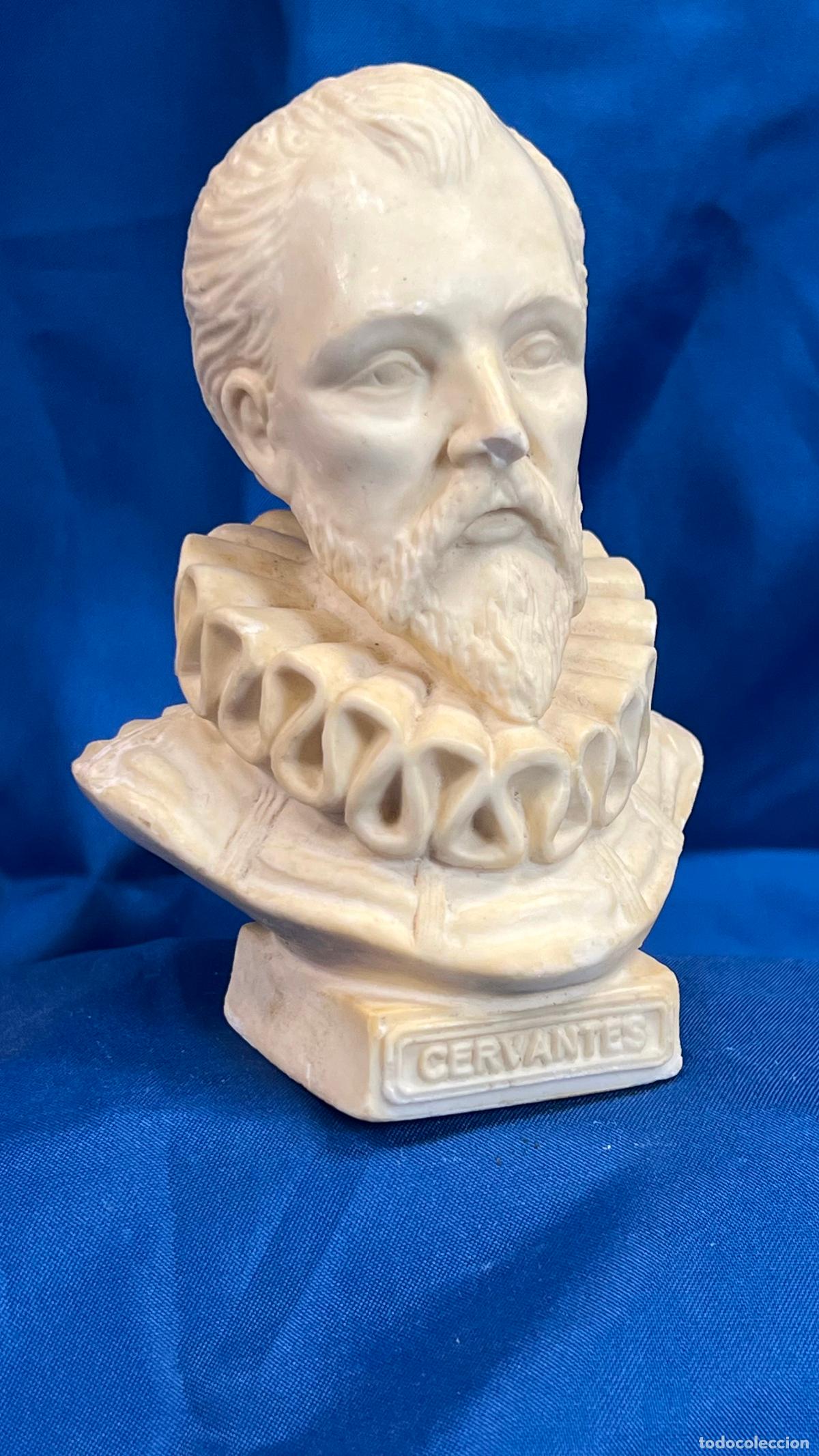 Arte: INTERESANTE BUSTO VINTAGE DE MIGUEL DE CERVANTES SAAVEDRA - ACABADO TIPO MARFIL O ALABASTRO -