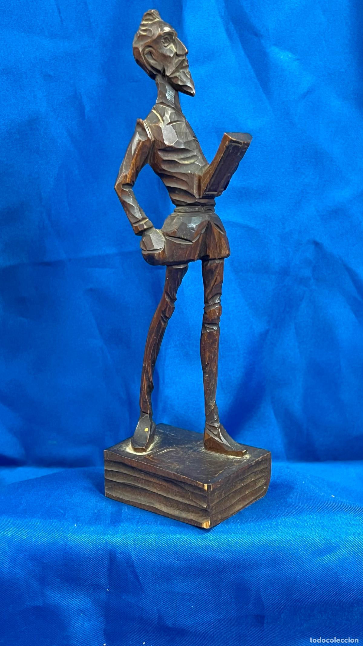 Arte: INTERESANTE ESCULTURA &Eacute;TNICA DE GUERRERO AFRICANO CON LANZA - TALLA ARTESANAL EN MADERA MACIZA DE &Eacute;B