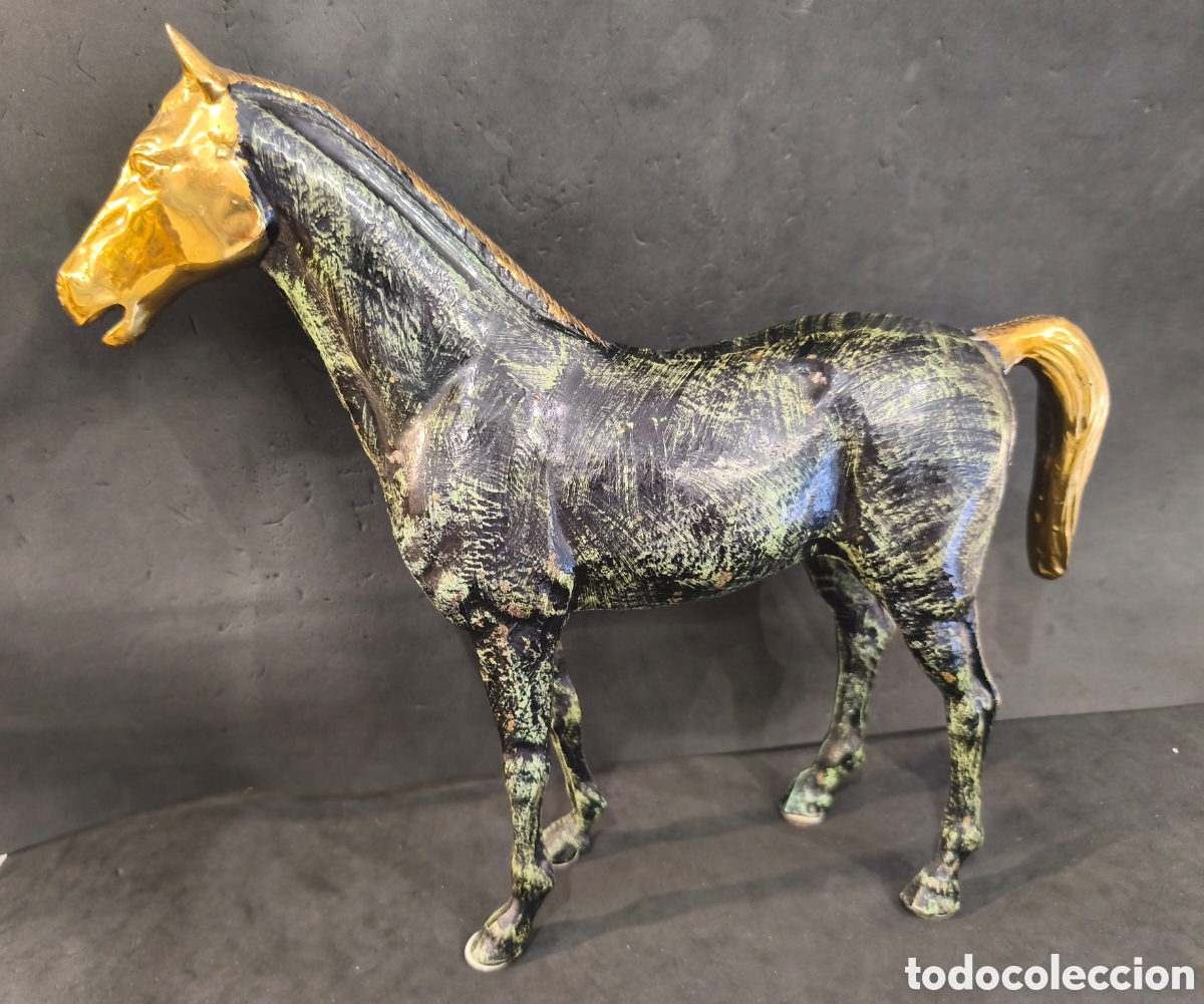 Arte: Precioso caballo de bronce 37cm x 33cm, 5kg