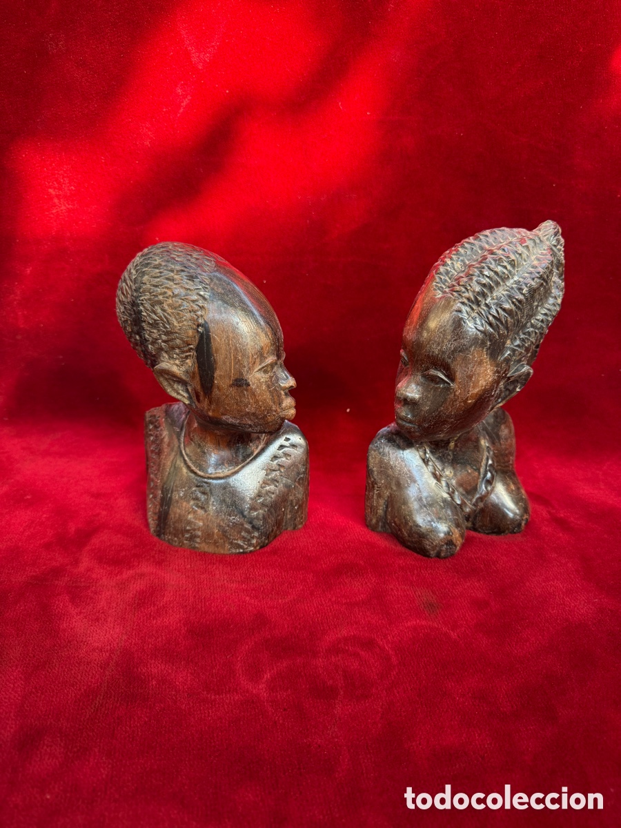 Arte: Pareja de tallas antiguas de madera noble,pesada!