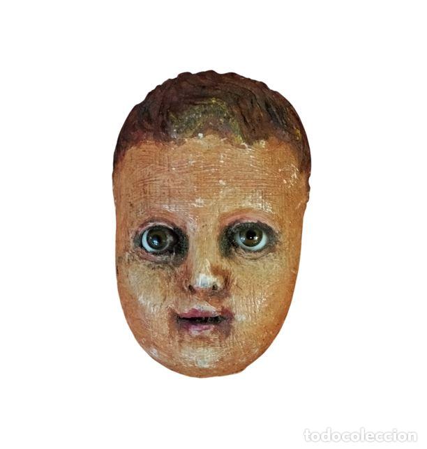 Arte: ROSTRO RECAMBIABLE DE MU&Ntilde;ECA O FIGURA RELIGIOSA. MADERA. ESPA&Ntilde;A. SIGLOS XIX-XX