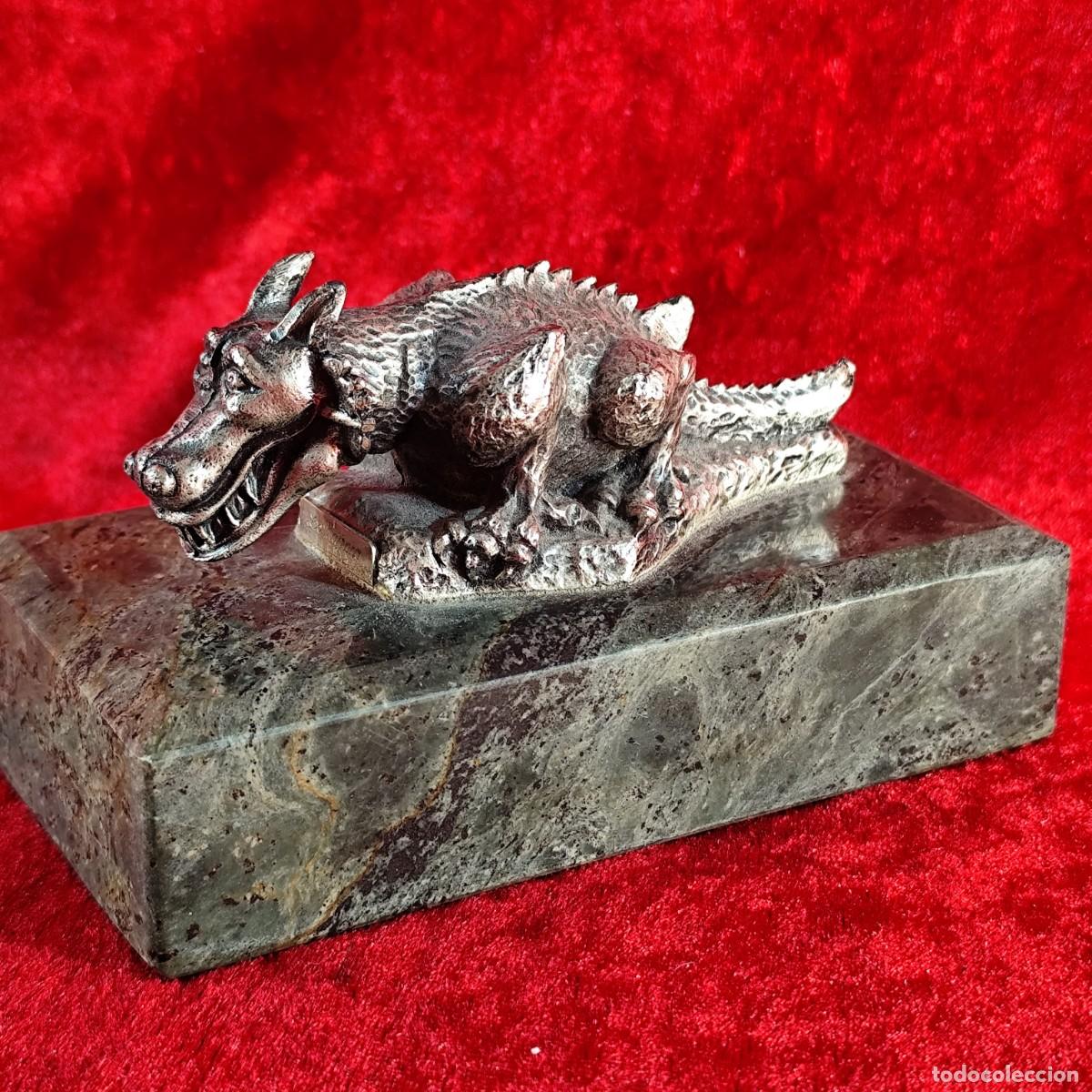 Arte: LO MARRACO - LLEIDA - FIGURA EN BRONCE - DRAG&Oacute;N CULTURA POPULAR - L&Eacute;RIDA - RARA ESCULTURA