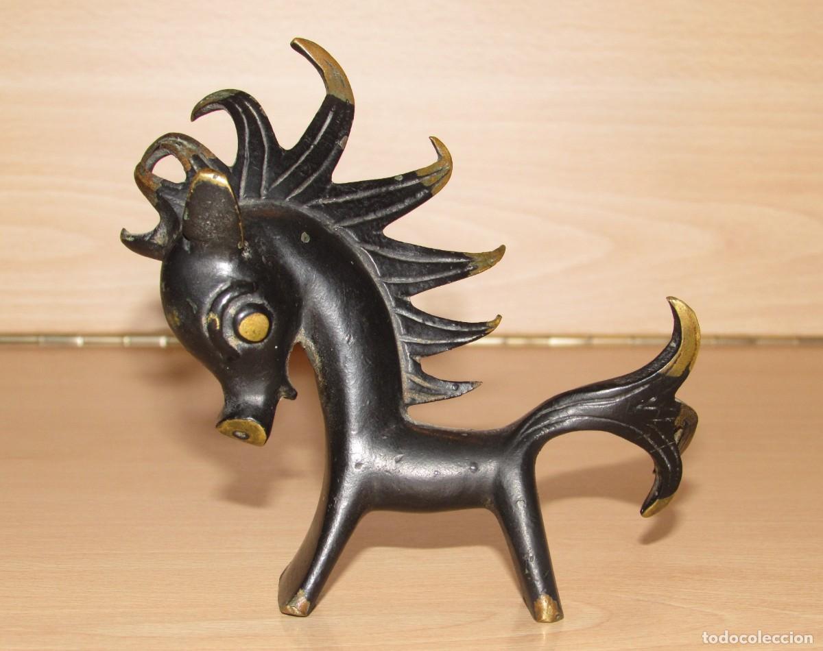 Arte: Escultura metal vintage Caballo de Fuego modernista Walter Bosse repro inglesa a&ntilde;os 60-70