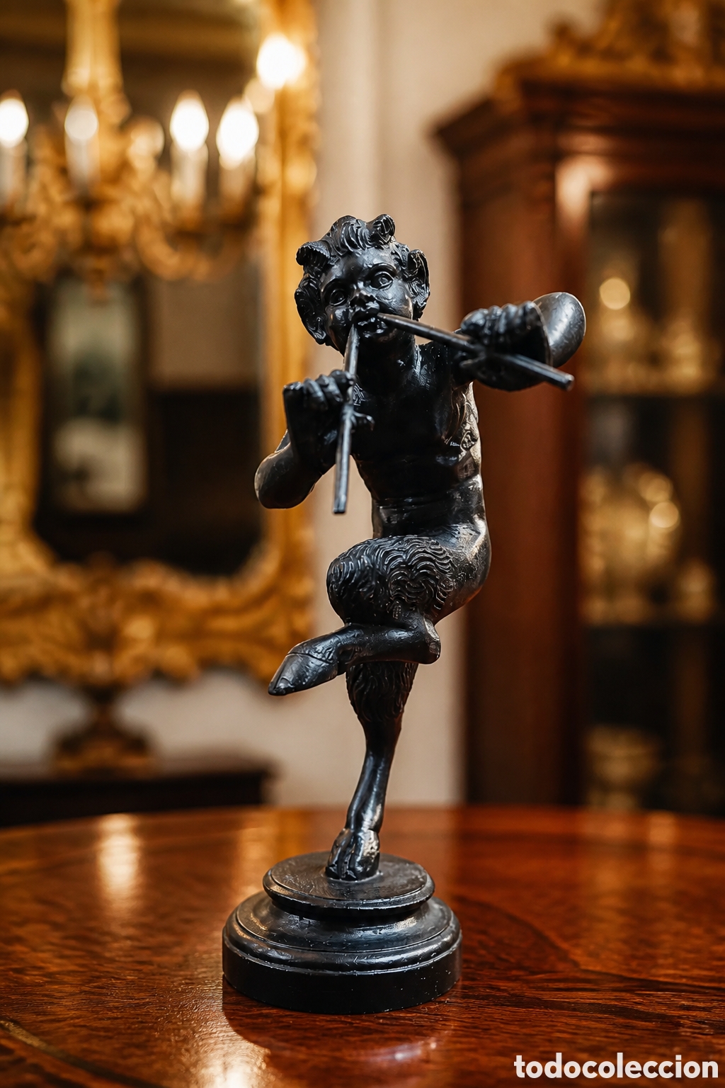 Arte: ESCULTURA EN BRONCE . FAUNO CON PIFANOS . 24 CM DE ALTO