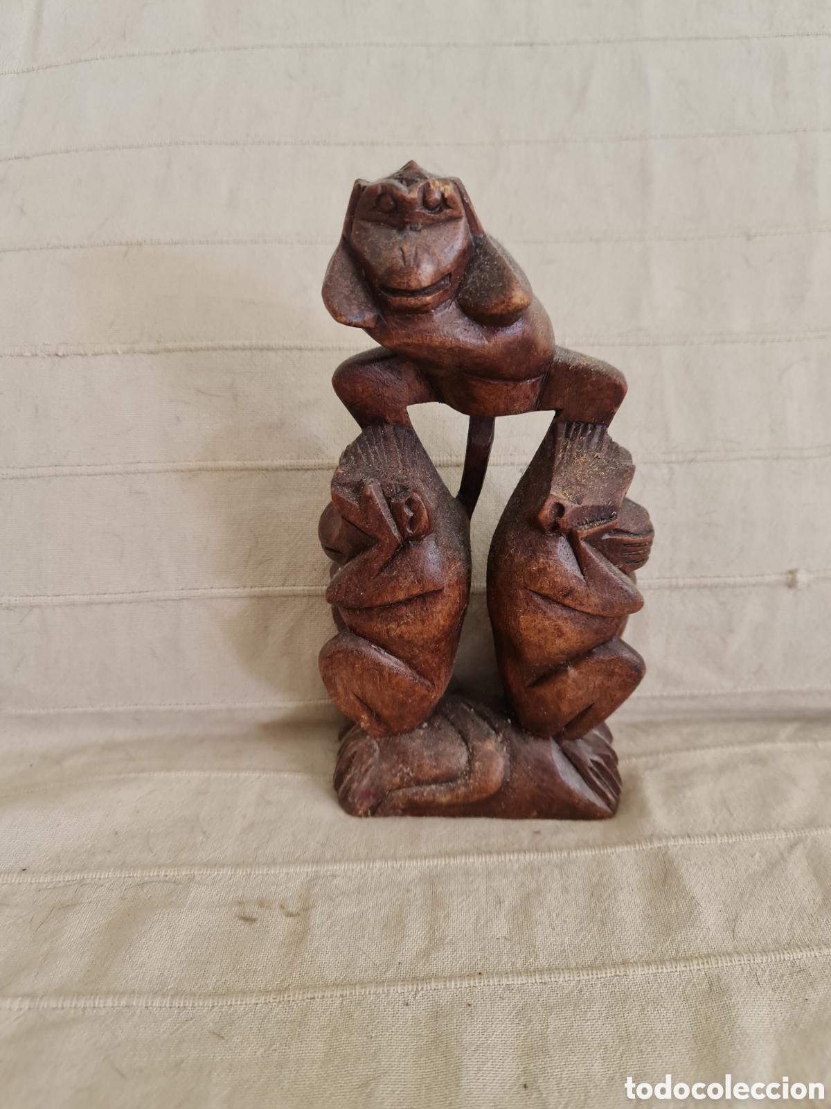 Arte: Escultura Vintage de los &rdquo;Tres Monos Sabios&rdquo; &ndash; Talla en Madera Artesanal