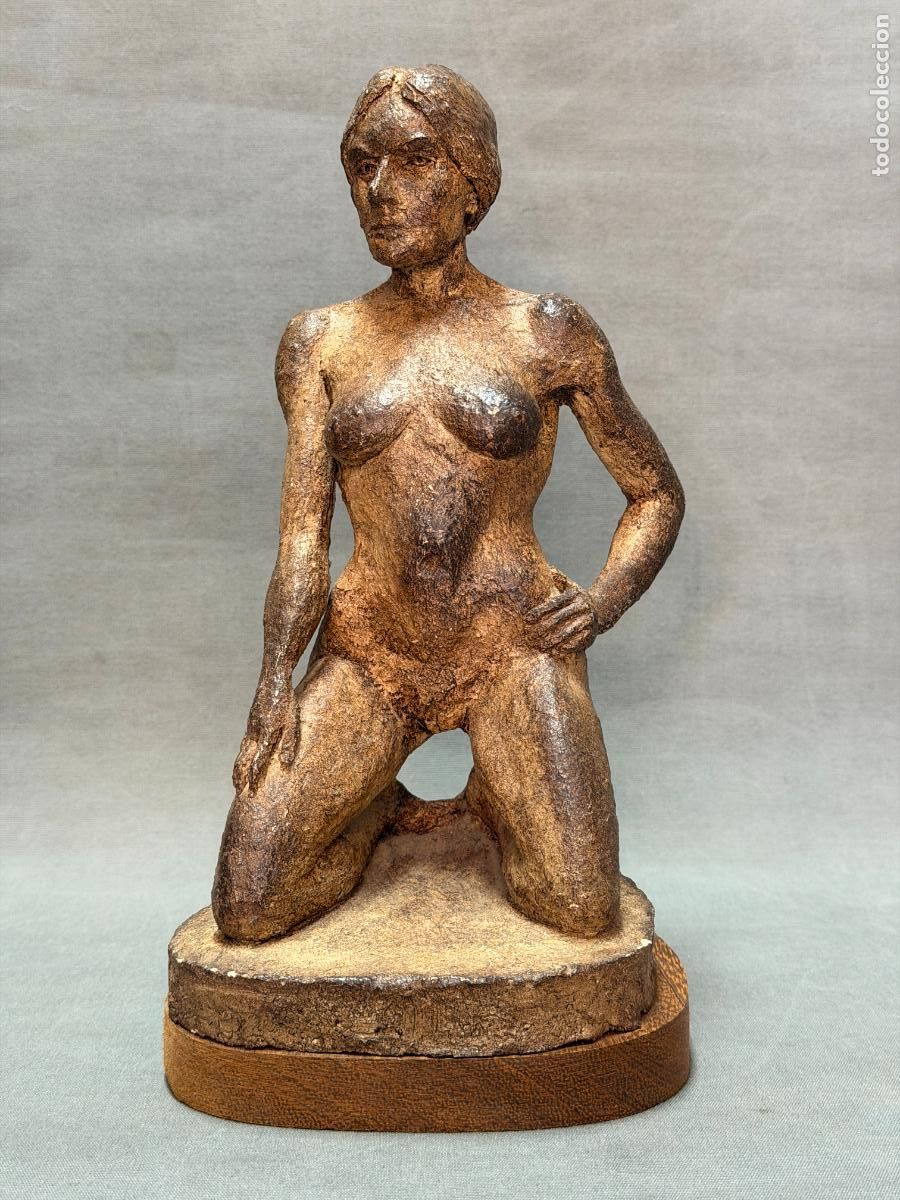 Arte: Desnudo femenino , escultura en terracota , sin firmar , ca1950 , R142