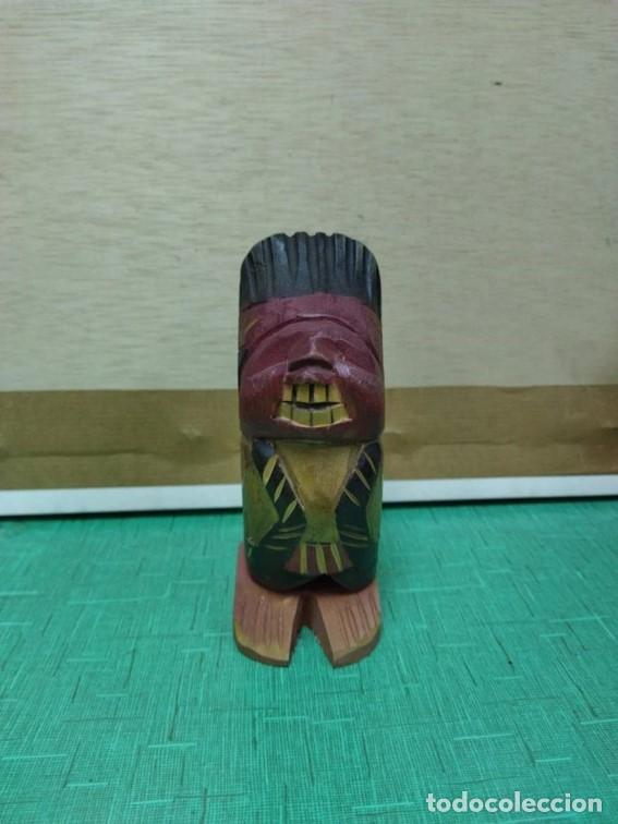 Arte: Indio P&iacute;caro chileno de madera tallada artesanal &ndash; figura tradicional con mecanismo sorpresa