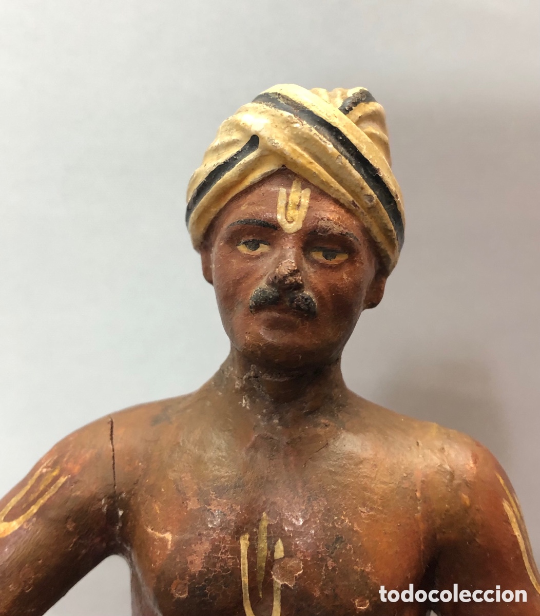 Kunst: 19th Century Indian Man Figure &bull; s. XIX terracota policromada &bull; India Folk Art