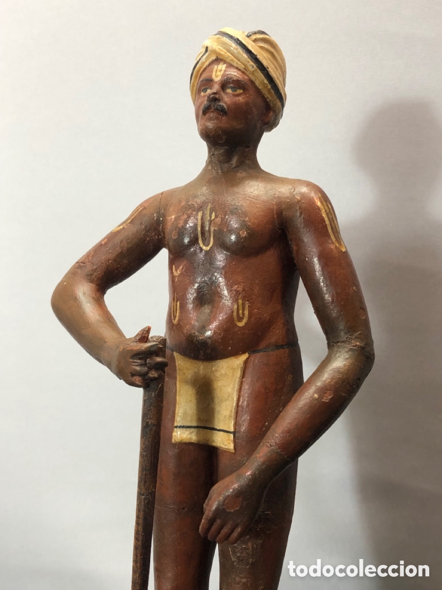Art: 19th Century Indian Man Figure &bull; s. XIX terracota policromada &bull; India Folk Art