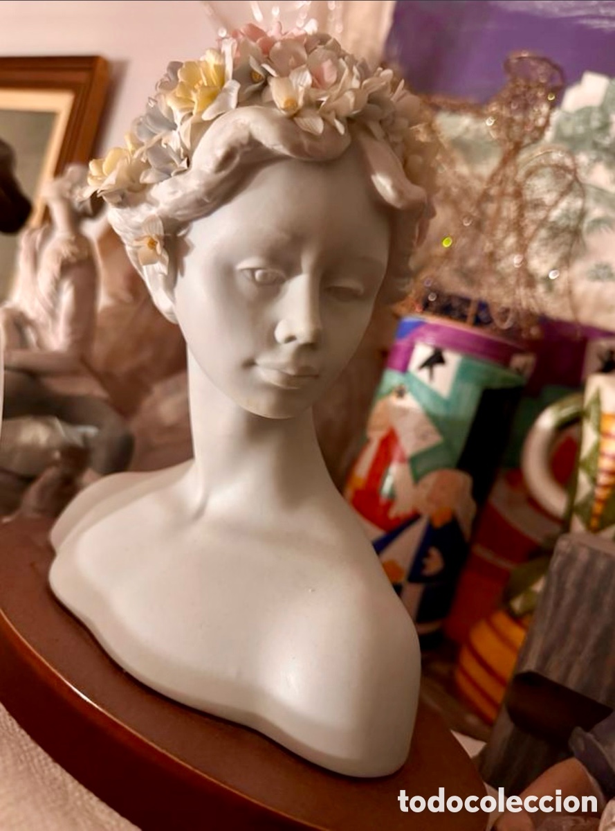 Arte: Lladr&oacute; mujer con flores busto, original