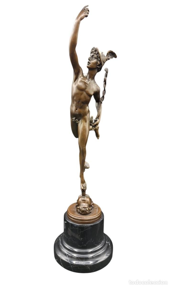 Arte: GRAN ESCULTURA EN BRONCE DEL DIOS HERMES SOBRE PEANA DE MARMOL