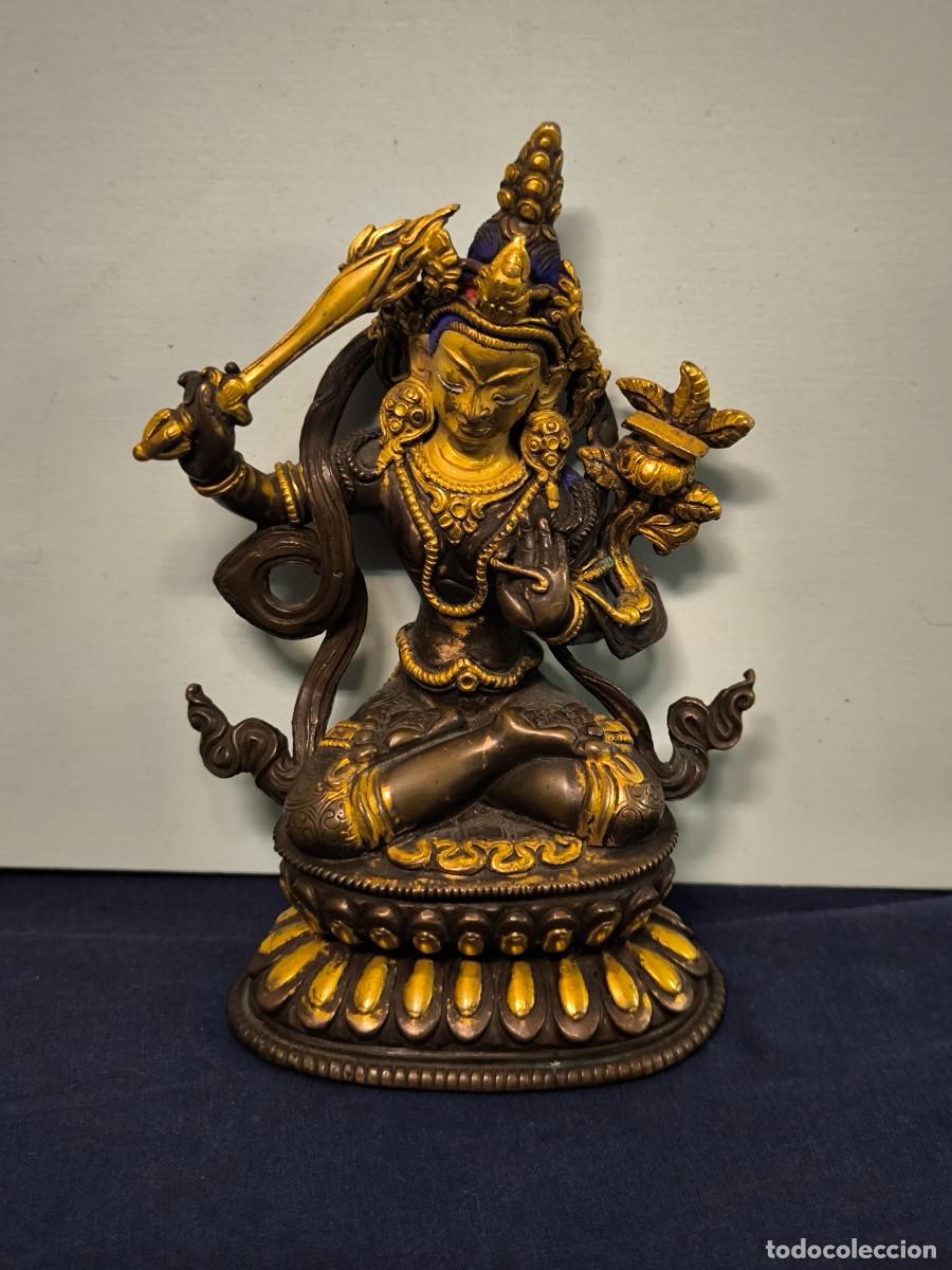 Arte: BUDA TIBETANO EN BRONCE DORADO Y POLICROMADO.