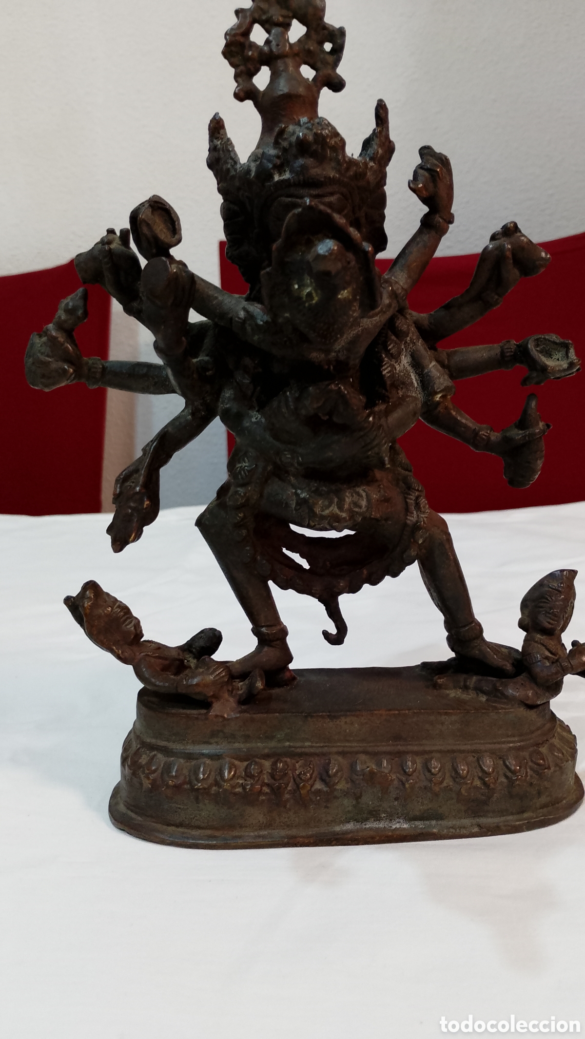 Arte: Impresionante escultura hind&uacute; en bronce dioses bailando siglo XIX bastante pesado