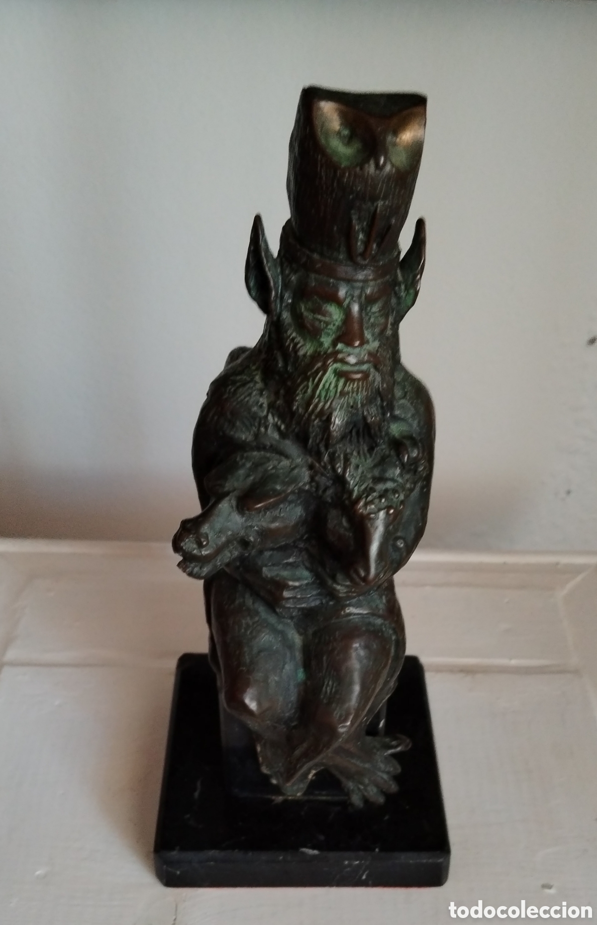Arte: Aurelio Teno (1927-2013). S&aacute;tiro o Fauno en bronce firmado.