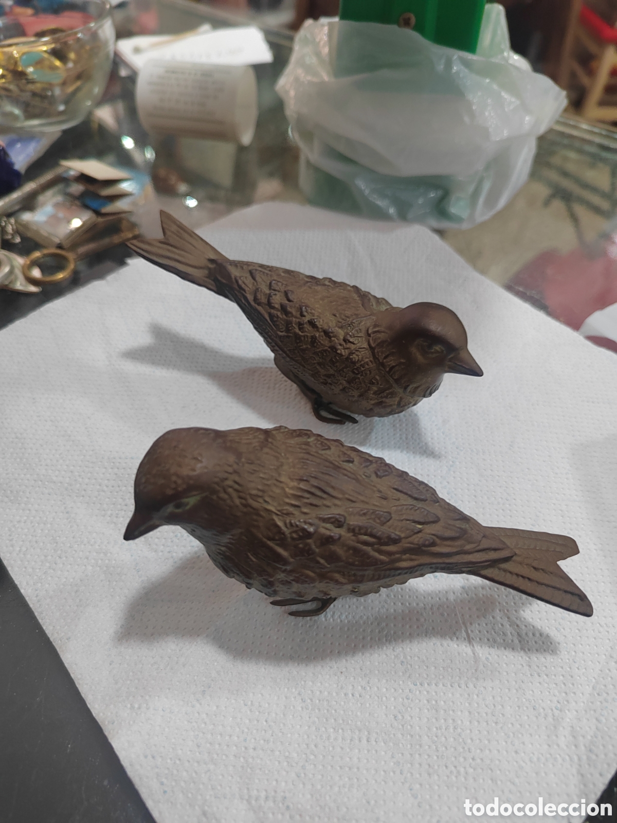 Arte: antiguos Gorriones de bronce