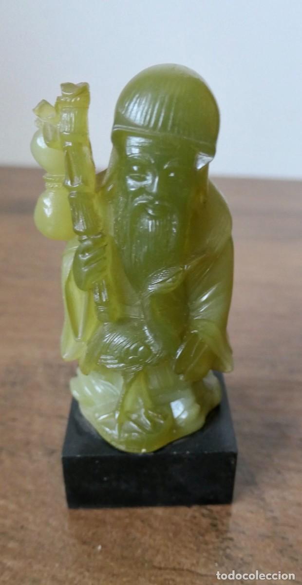 Arte: representaci&oacute;n vintage de Shou Lao (o Shouxing), el dios de la longevidad y la salud. Faux jade