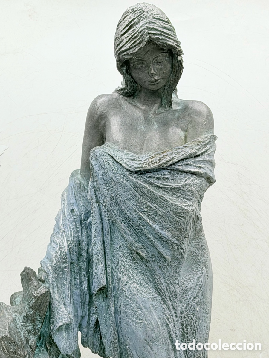 Arte: Escultura de Dama en Base de Madera - Foto 3