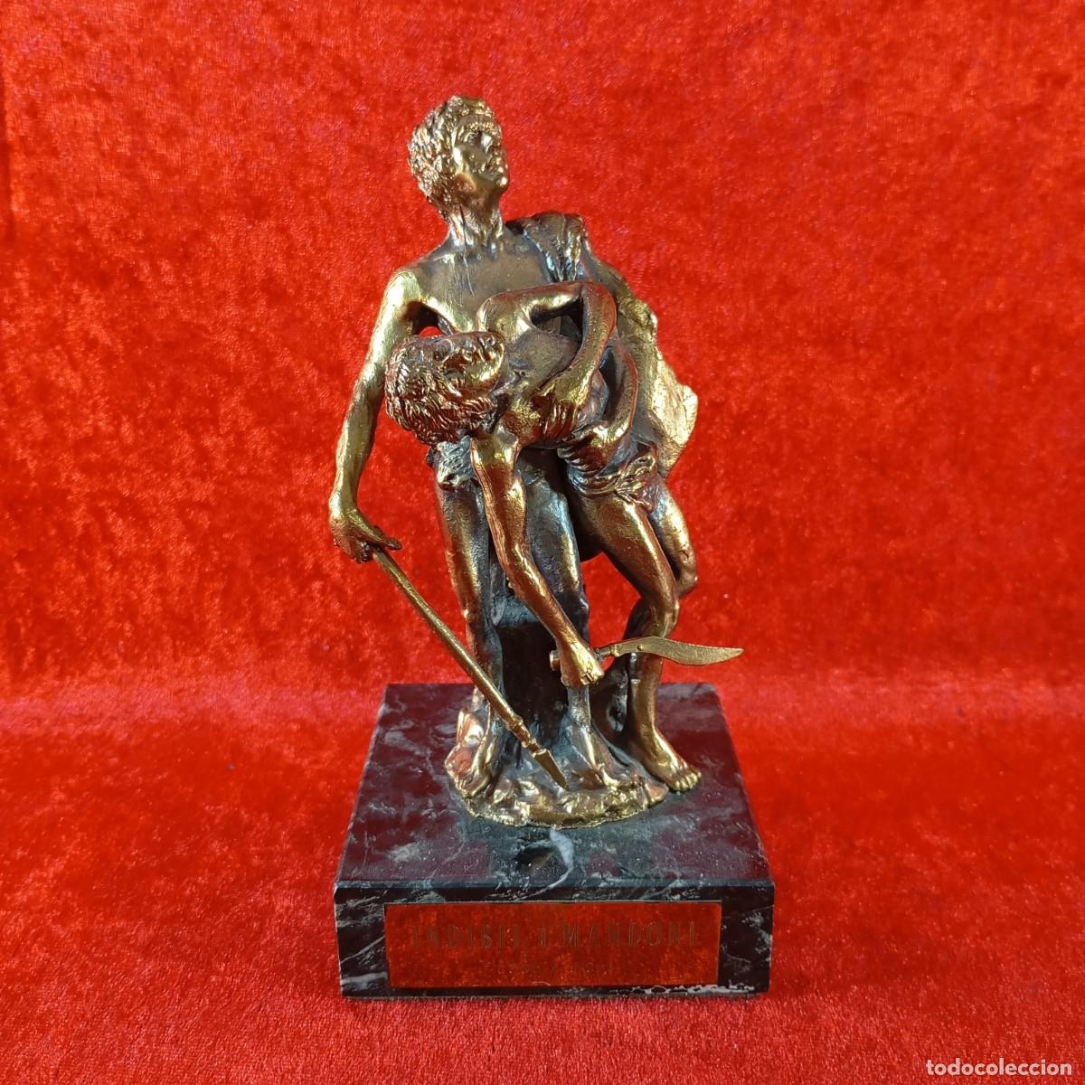 Arte: ESCULTURA EN BRONCE - INDIBIL I MANDONI - GUERREROS ILERGETAS L&Eacute;RIDA - 18 CM TOTAL