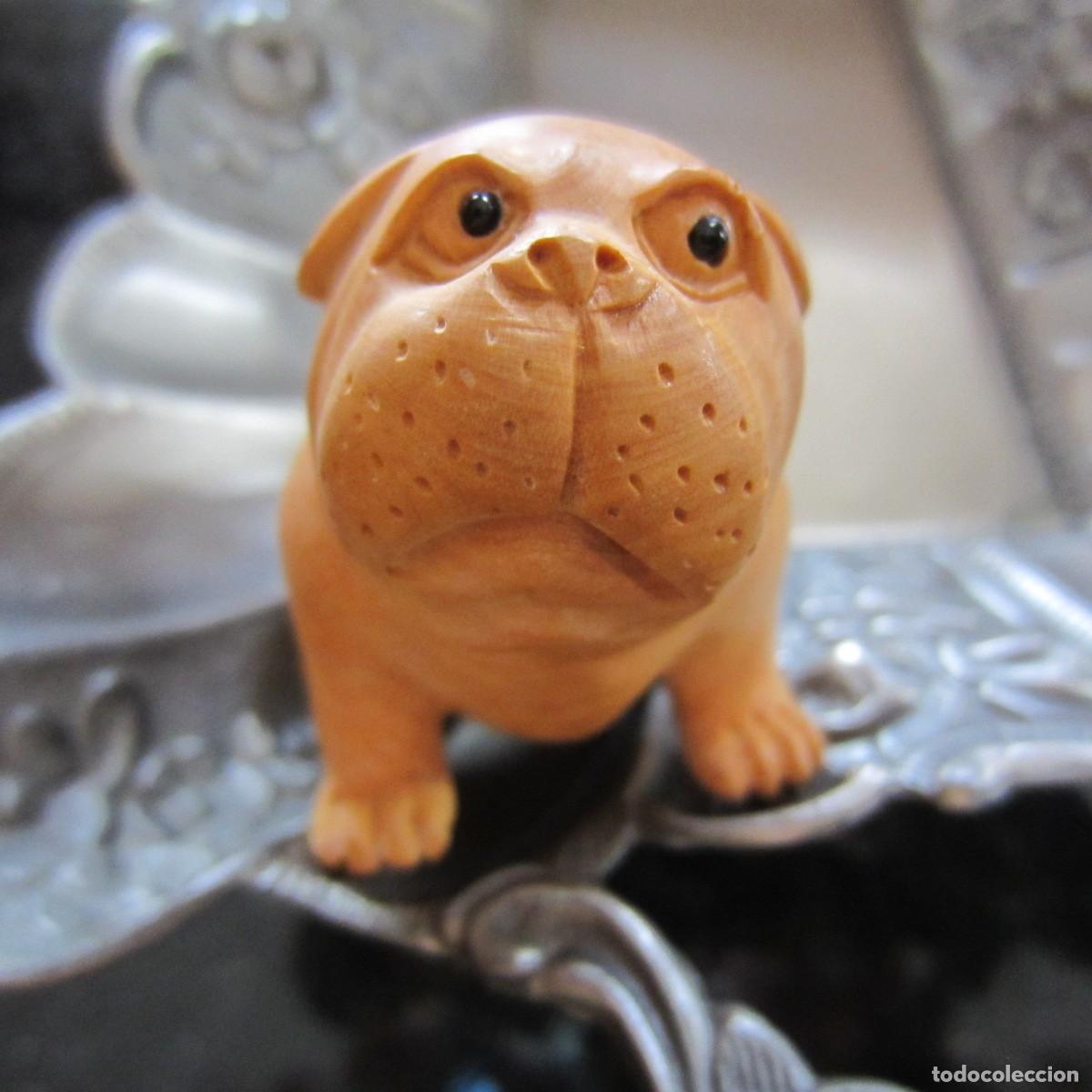 Arte: netsuke japones perro en madera