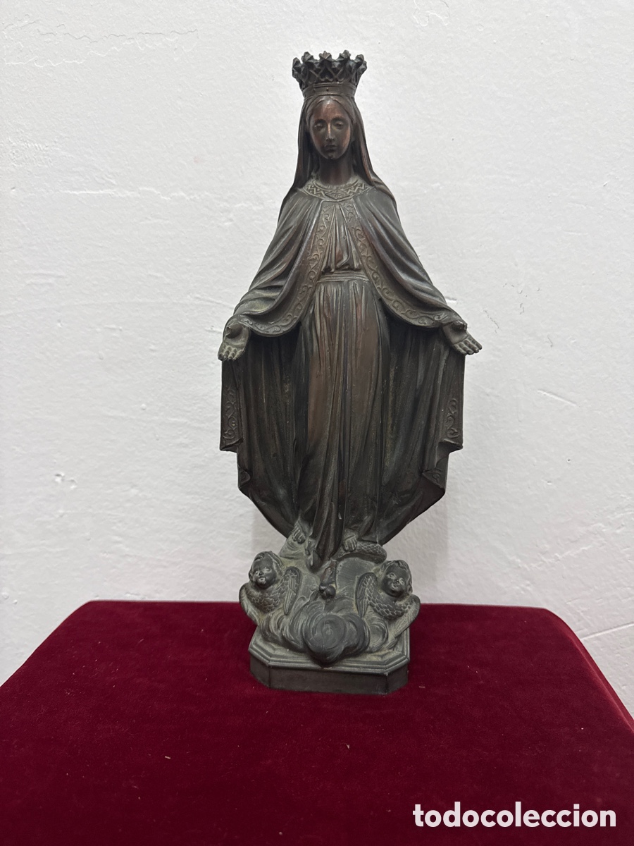 Arte: Virgen bronce dorada muy antigua