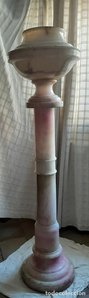 Arte: Antiguo Pedestal Columna Neocl&aacute;sica de Alabastro - 150 cm - Circa 1920 - Desmontable - Gran Formato