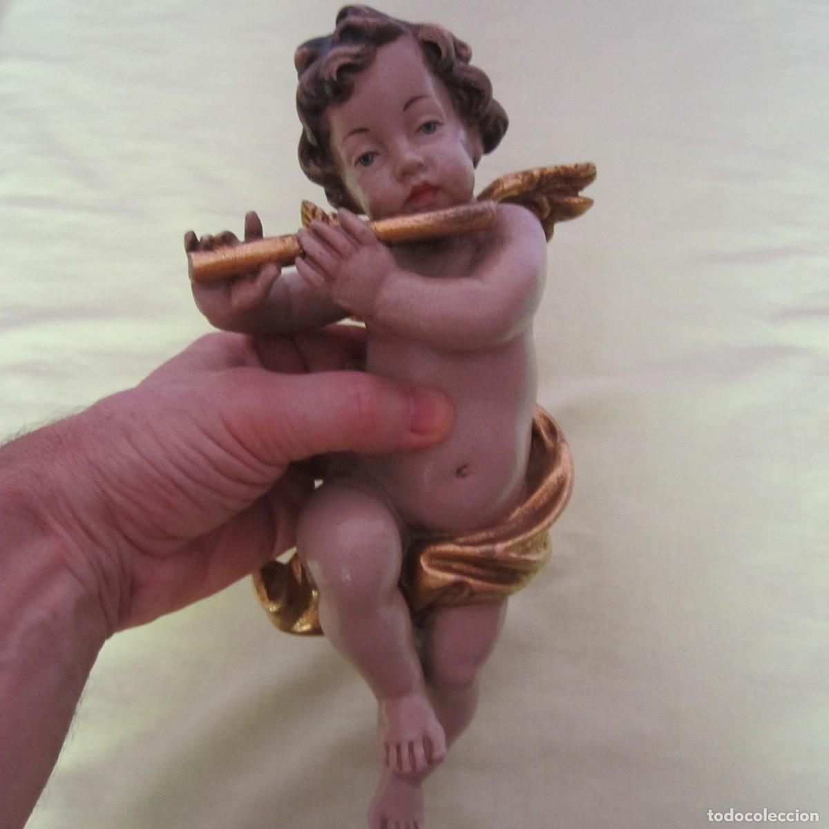 Arte: &aacute;ngel querub&iacute;n antig&uuml;edad tallado en madera
