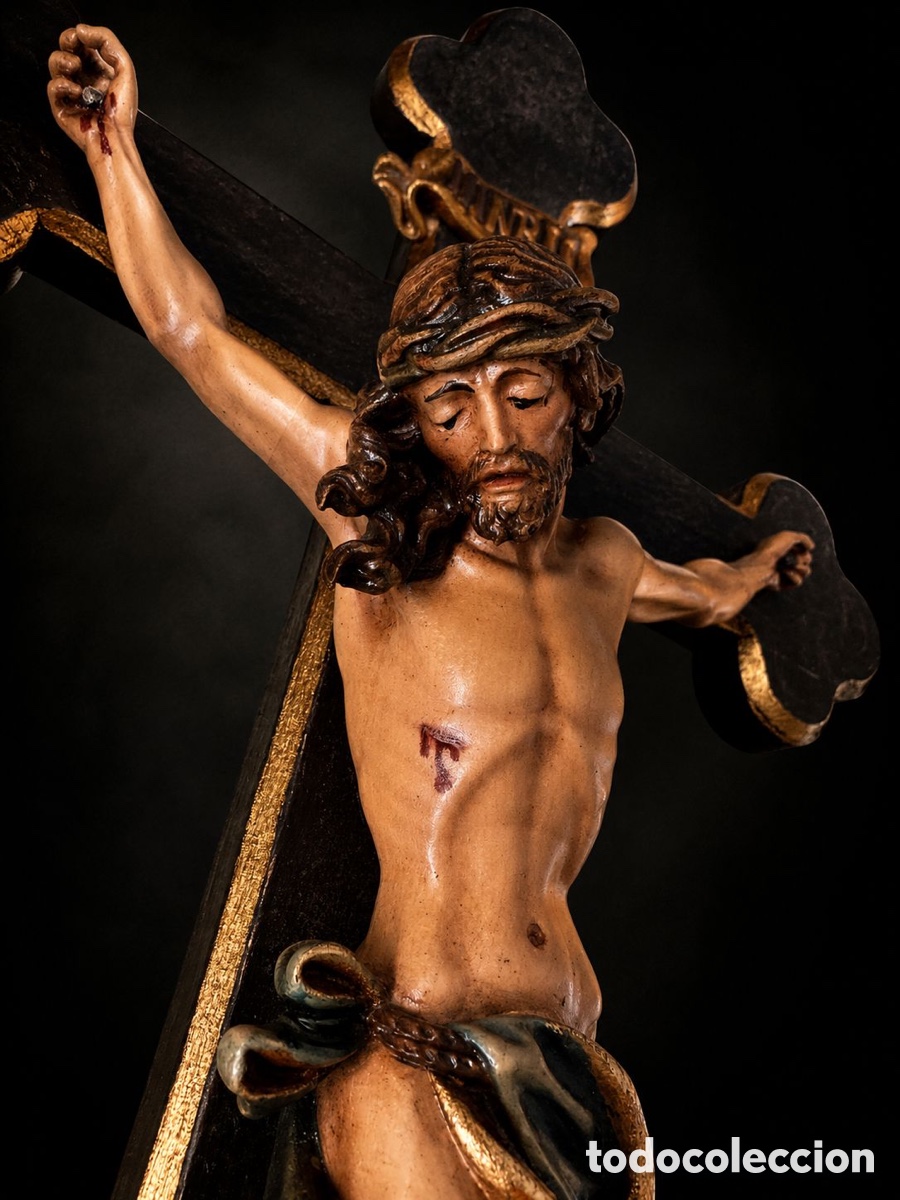 Arte: Crucificado madera Siglo XIX - Foto 3