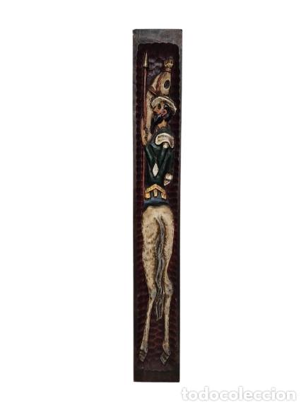 Arte: Don Quijote de la Mancha - Talla de Madera Policromada - A&ntilde;os 70