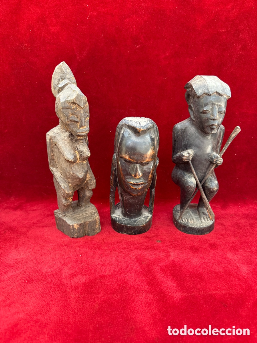 Arte: Lote tallas antiguas africanas,amuletos de poder!