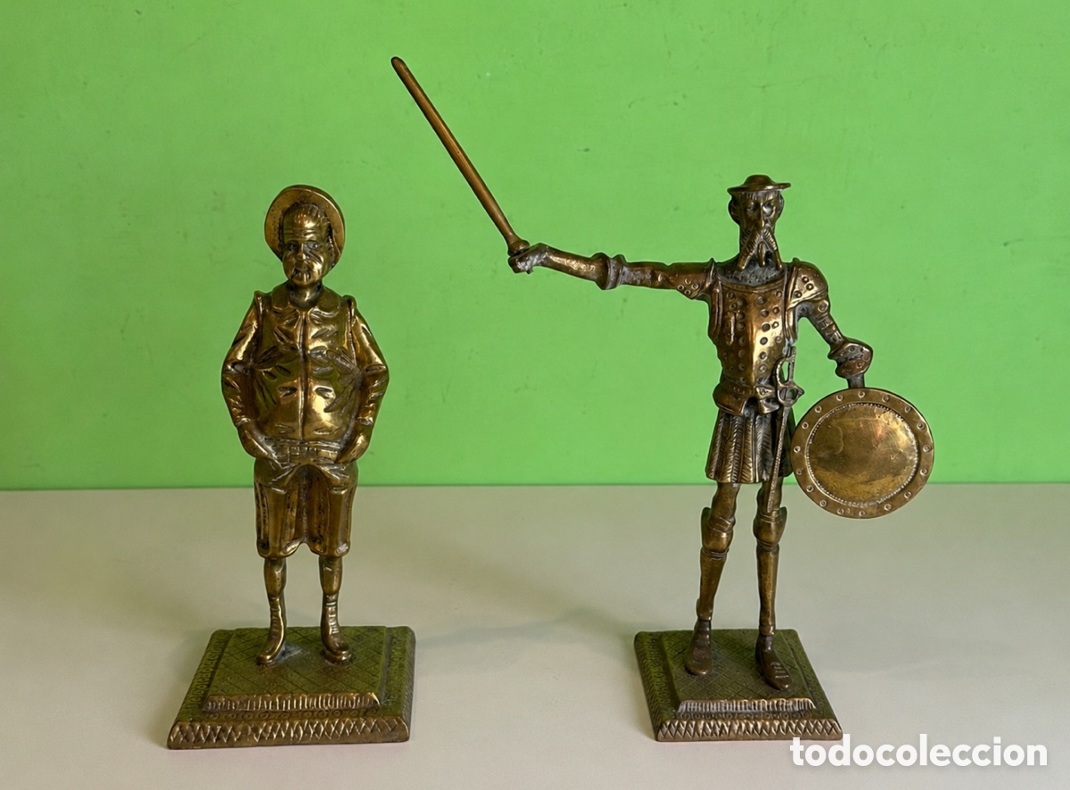 Arte: Pareja de esculturas Don Quijote y Sancho Panza en bronce &ndash; Primera mitad del siglo XX