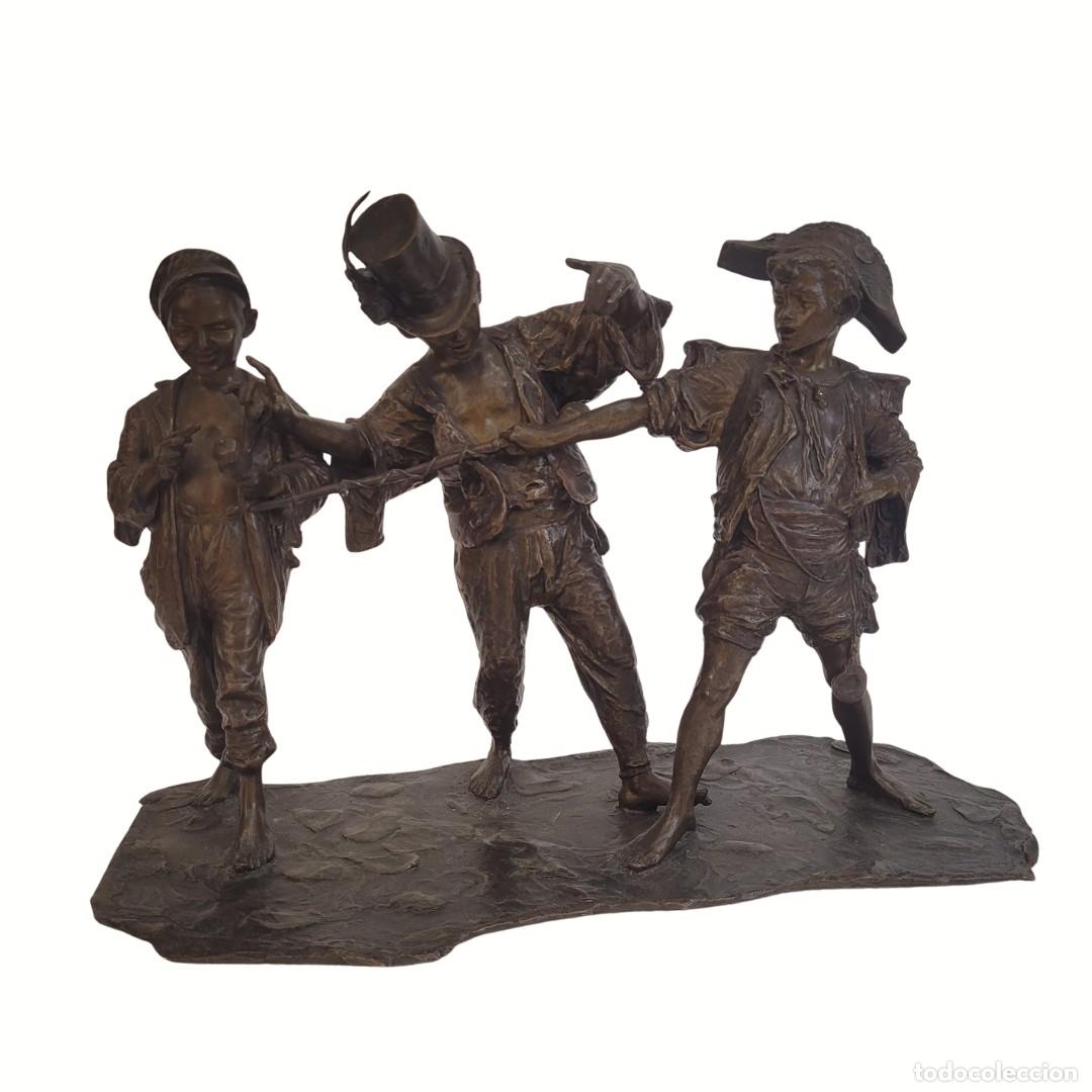 Arte: Escultura &ldquo;El concierto infantil&rdquo;, bronce patinado, Francesco de Matteis, f. s. XIX - Italia