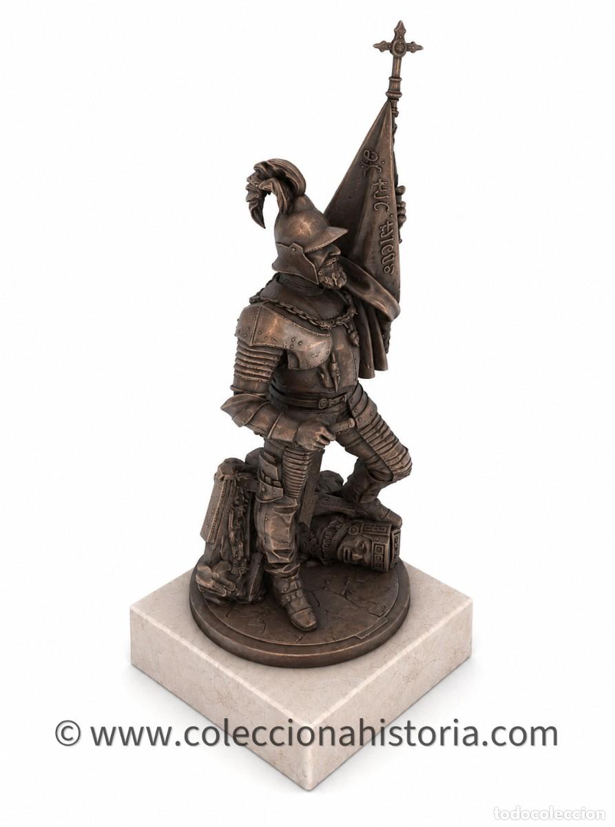 Arte: Escultura Hern&aacute;n Cort&eacute;s Bronce 27/34 cm, r&eacute;plica Medell&iacute;n