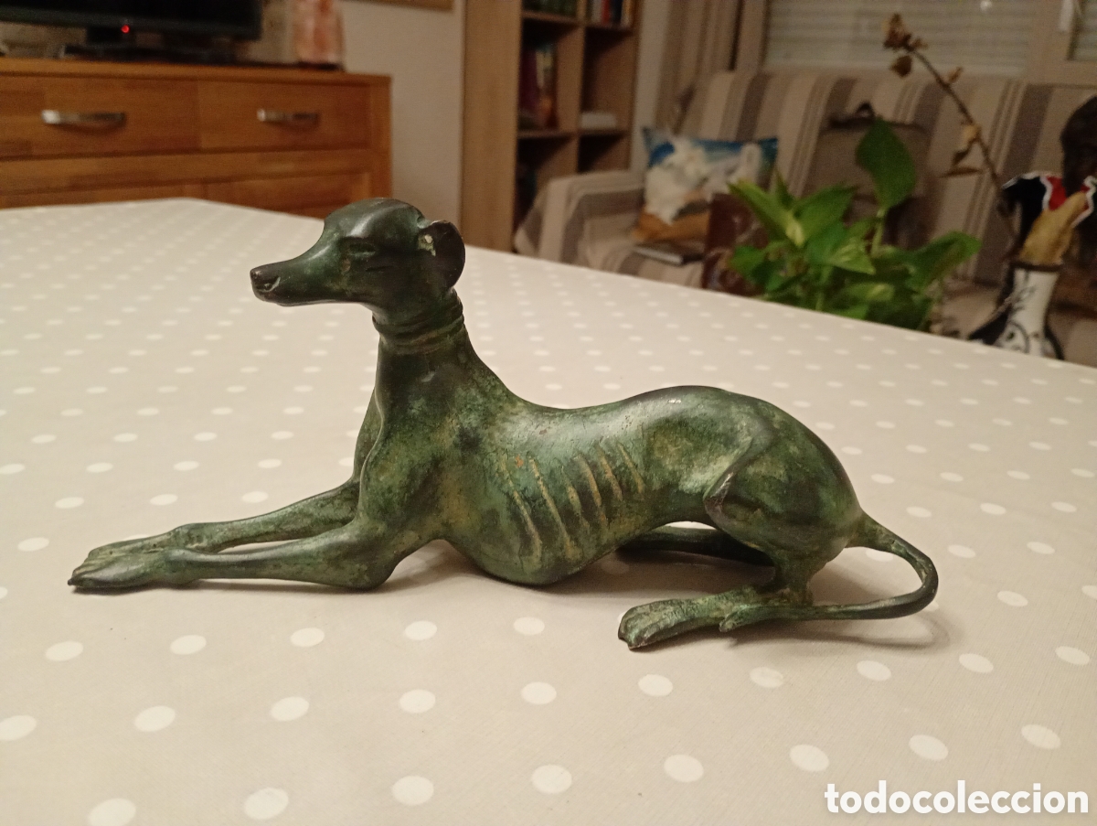 Arte: Figura Perro, galgo de bronce. Art D&eacute;co. Estilo Jules Edmon Masson
