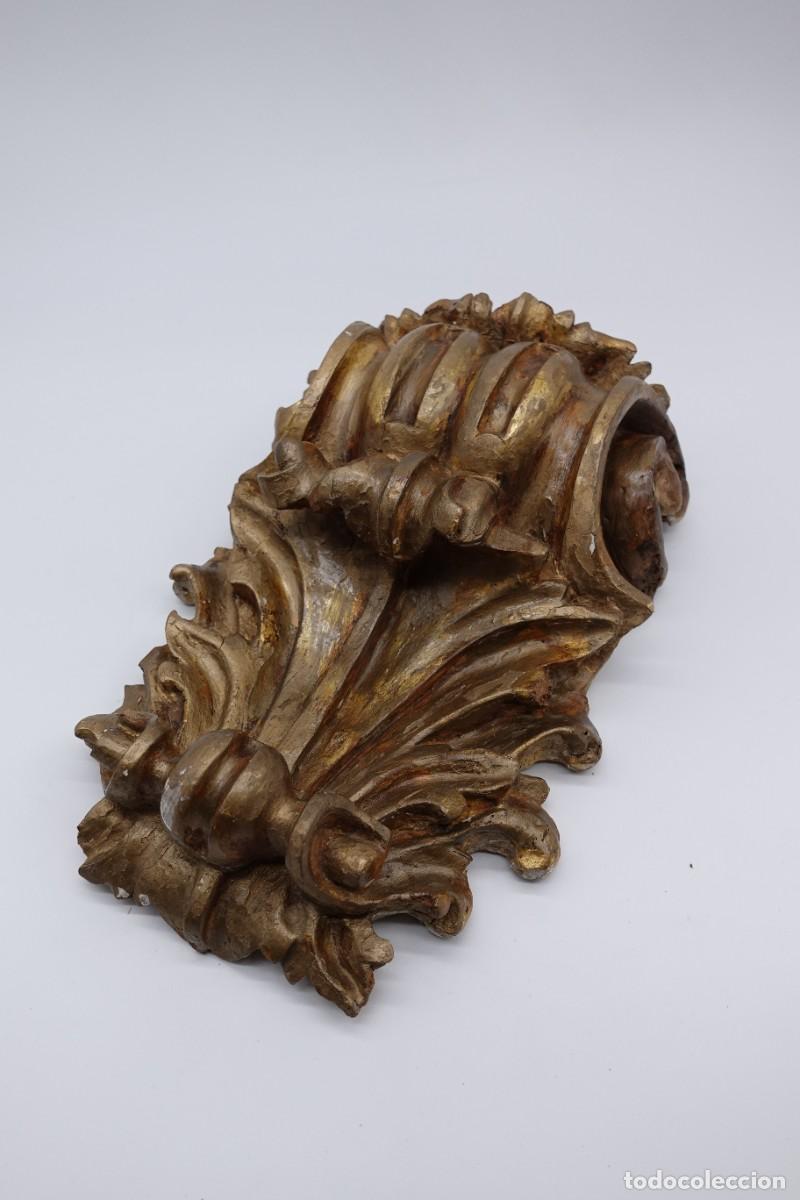 Arte: M&Eacute;NSULA ANTIGUA DE MADERA TALLADA Y DORADA ESTILO BARROCO CON VOLUTAS PARA RESTAURAR