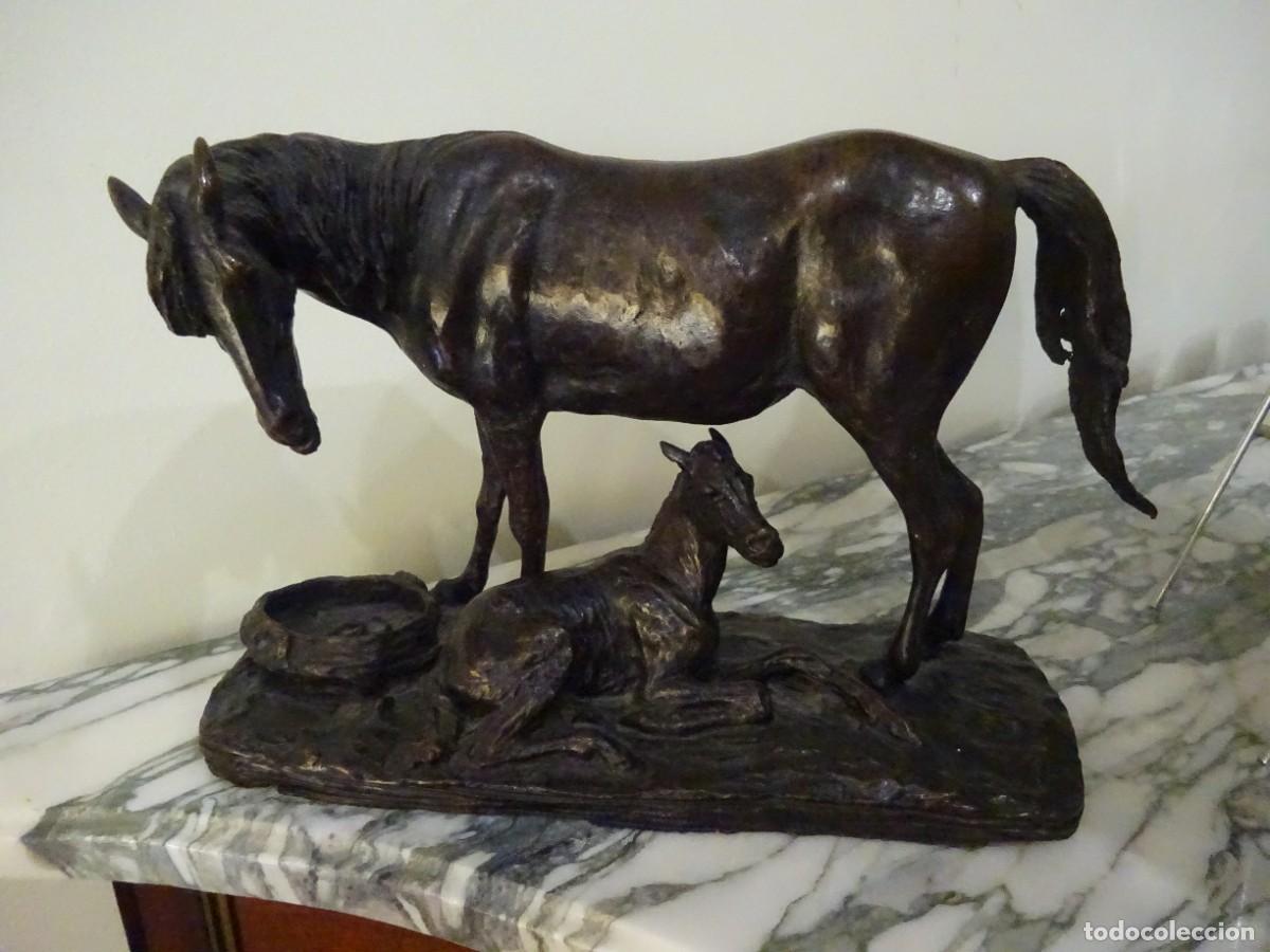 Arte: ESCULTURA DE BRONCE, YEGUA Y POTRO, A&Ntilde;OS 80