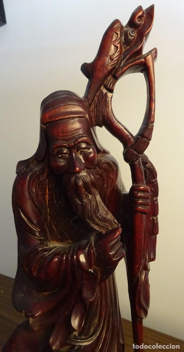 Arte: ESCULTURA MACIZA DE &Eacute;BANO, VIEJO MONJE, 42 cms, A&Ntilde;OS 50, DETALLES EN FOTOS
